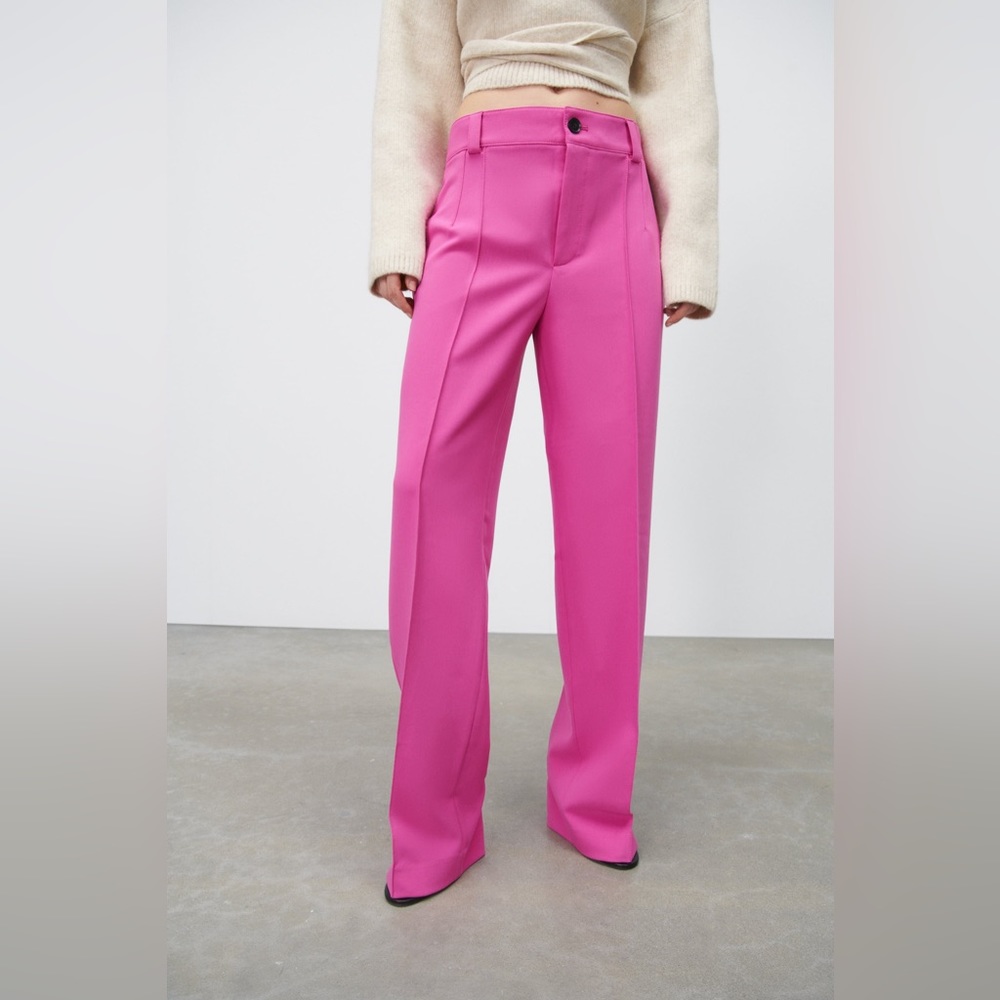 Zara Wide Leg Pink Trousers